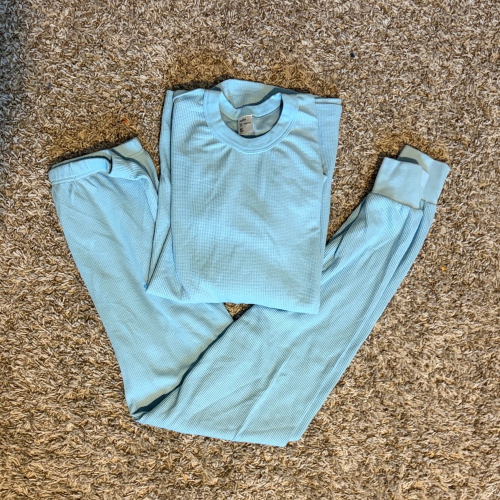 Cozy Light Blue Women's Thermal Pajama Set
